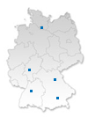 Deutschlandkarte mit Standortmarkierungen